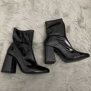 NWT Zara Patent Leather Sock Style Ankle Boots